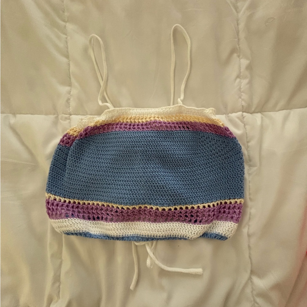 Crochet Halter Top in Blue and Purple